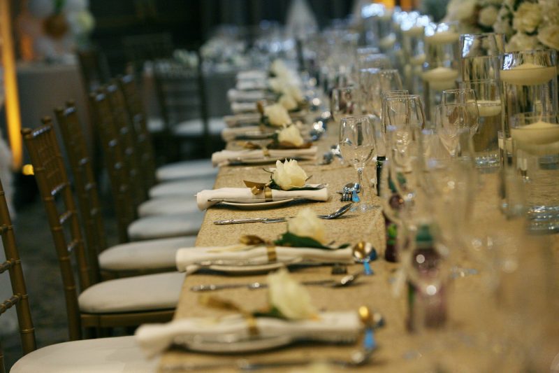 dressed table with floating candles