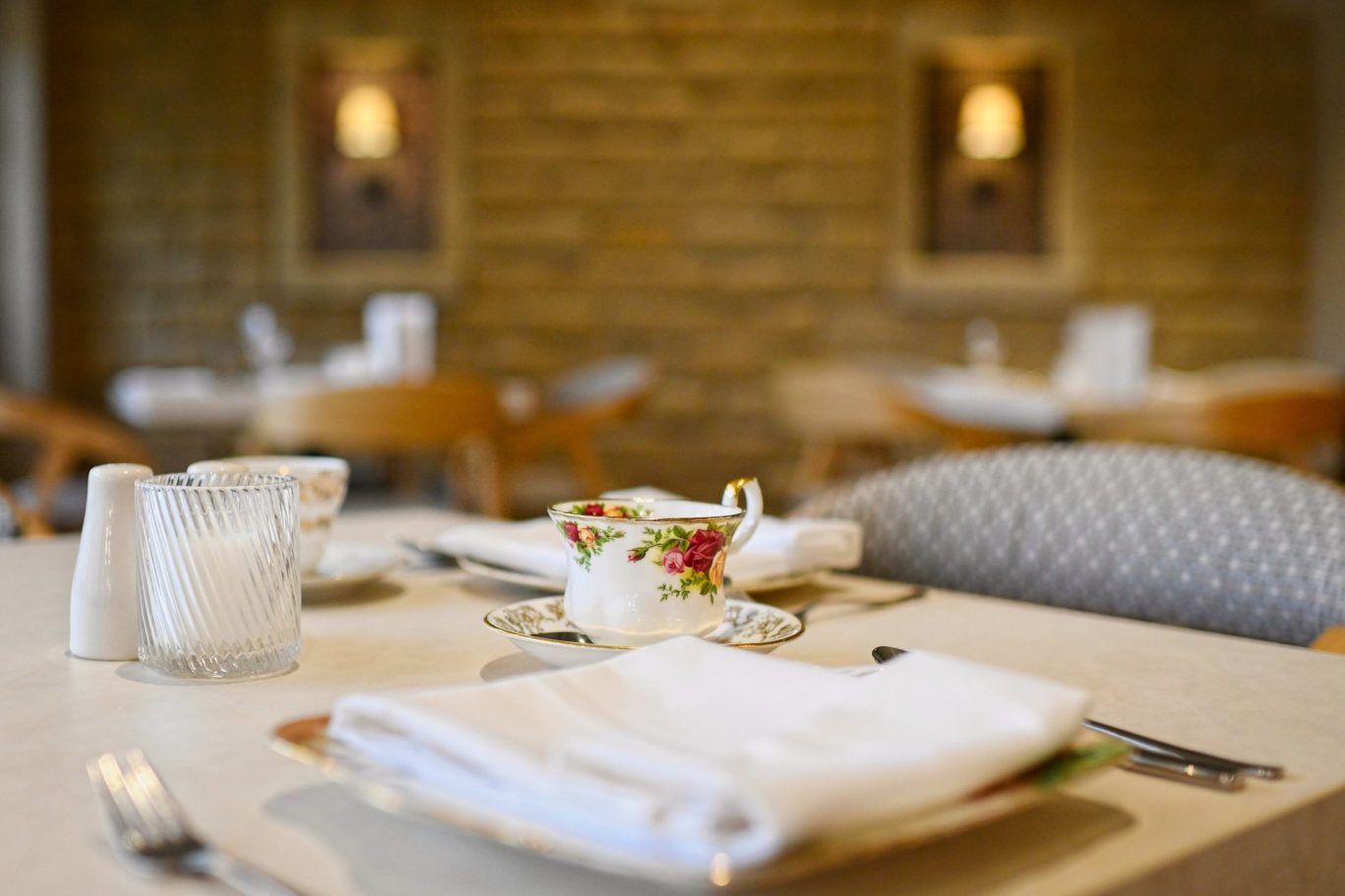 fancy tea cup on table of restaurant