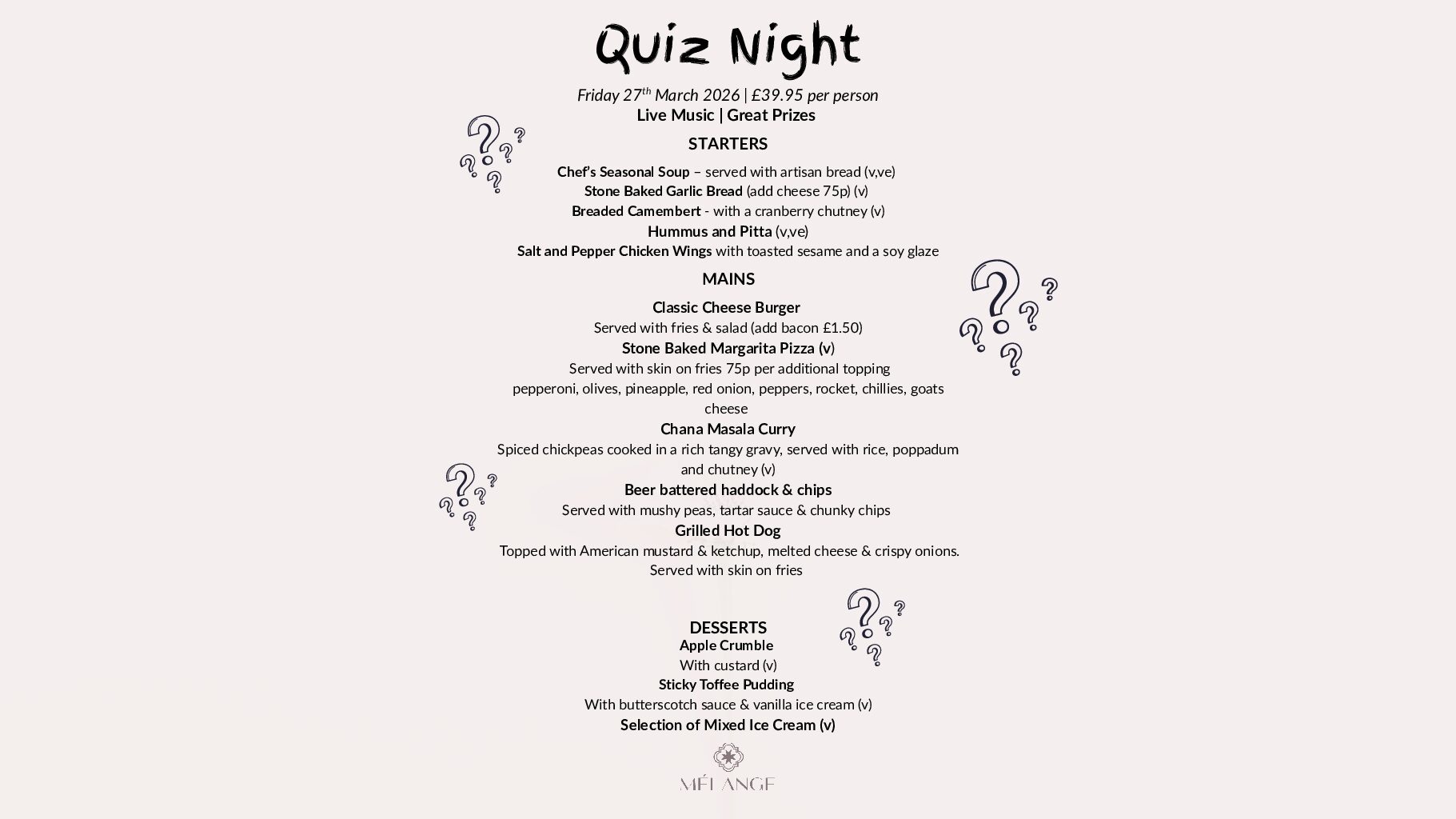Wedsite quiz night