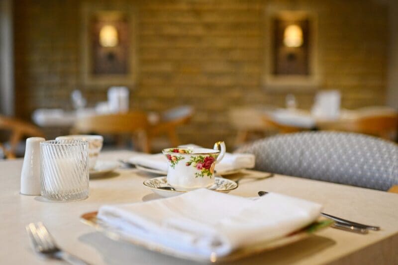 Table setting in Melange restaurant at Red Hall Hotel, Bury.